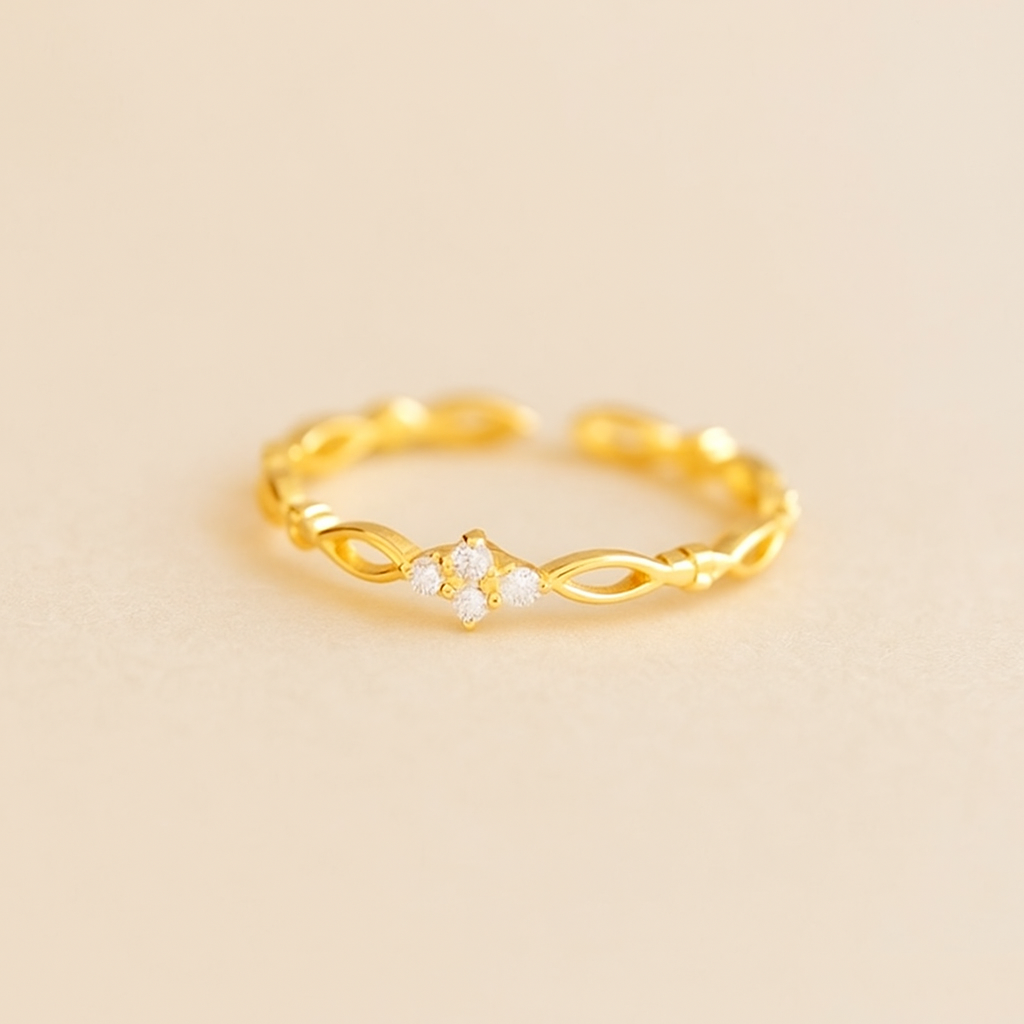 Delicate Copper Open Ring with Inlaid Zirconia