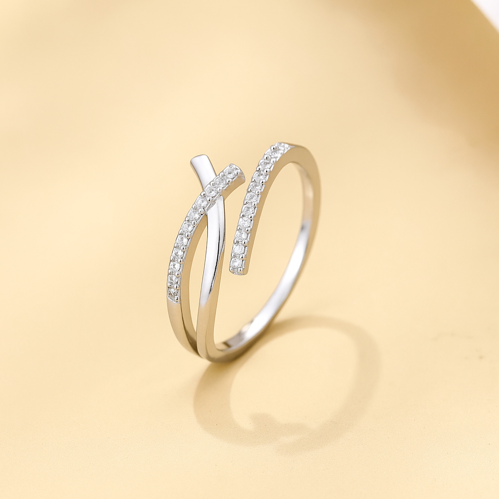 Exquisite Adjustable Cuff Ring for Women – Inlaid Shining Zirconia