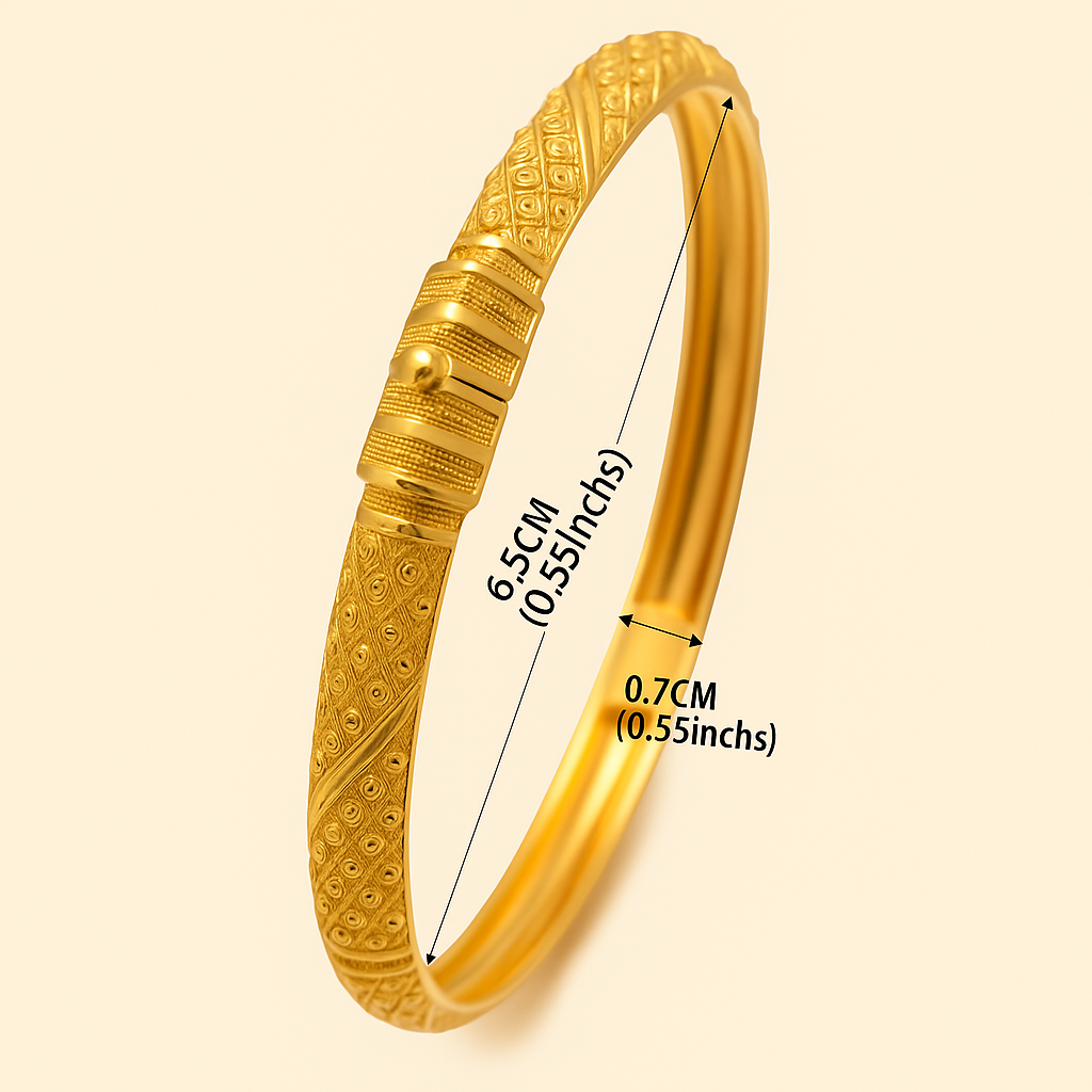 Luxury Gold-Plated Tribal Copper Bangle