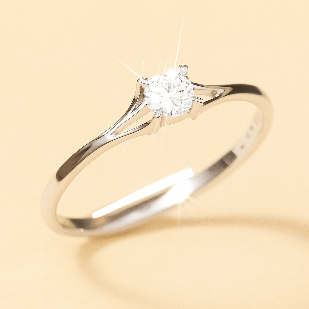 4-Prong Zirconia Engagement Elegant Thin Band for Women’s