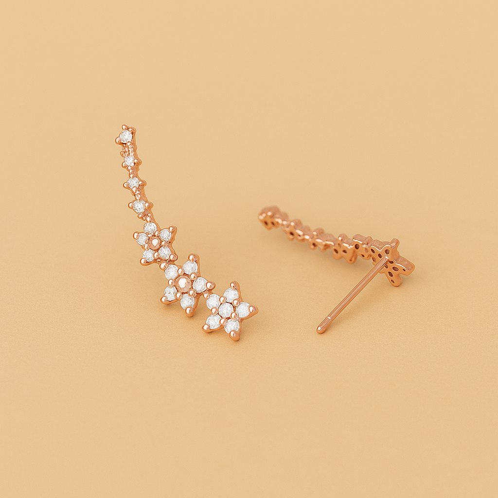 Elegant Floral Rhinestone Stud Earrings