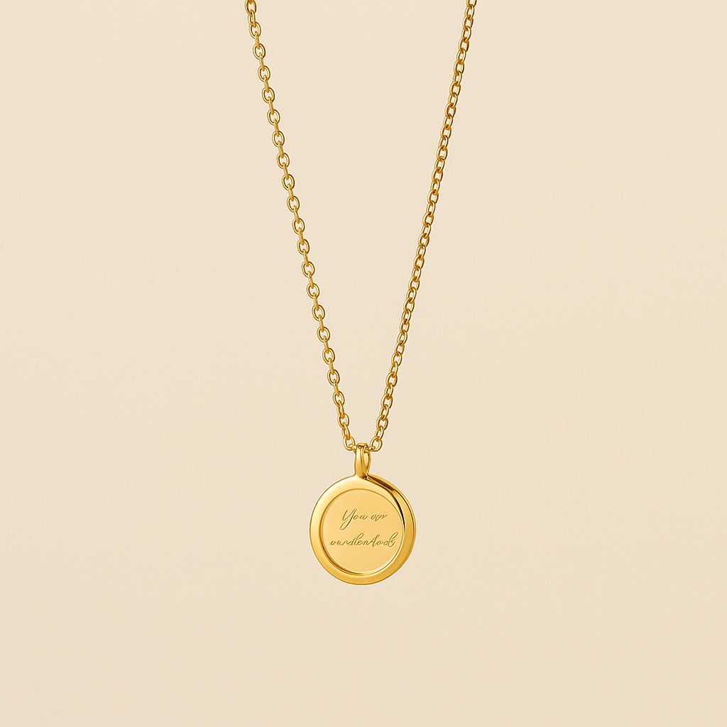 18K Gold-Plated Round Pendant Necklace