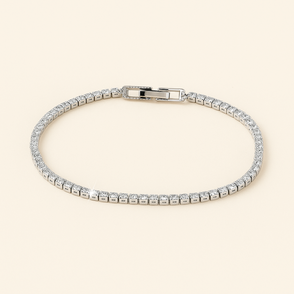 Golden-Plated Tennis Bracelet with Shiny Zirconia