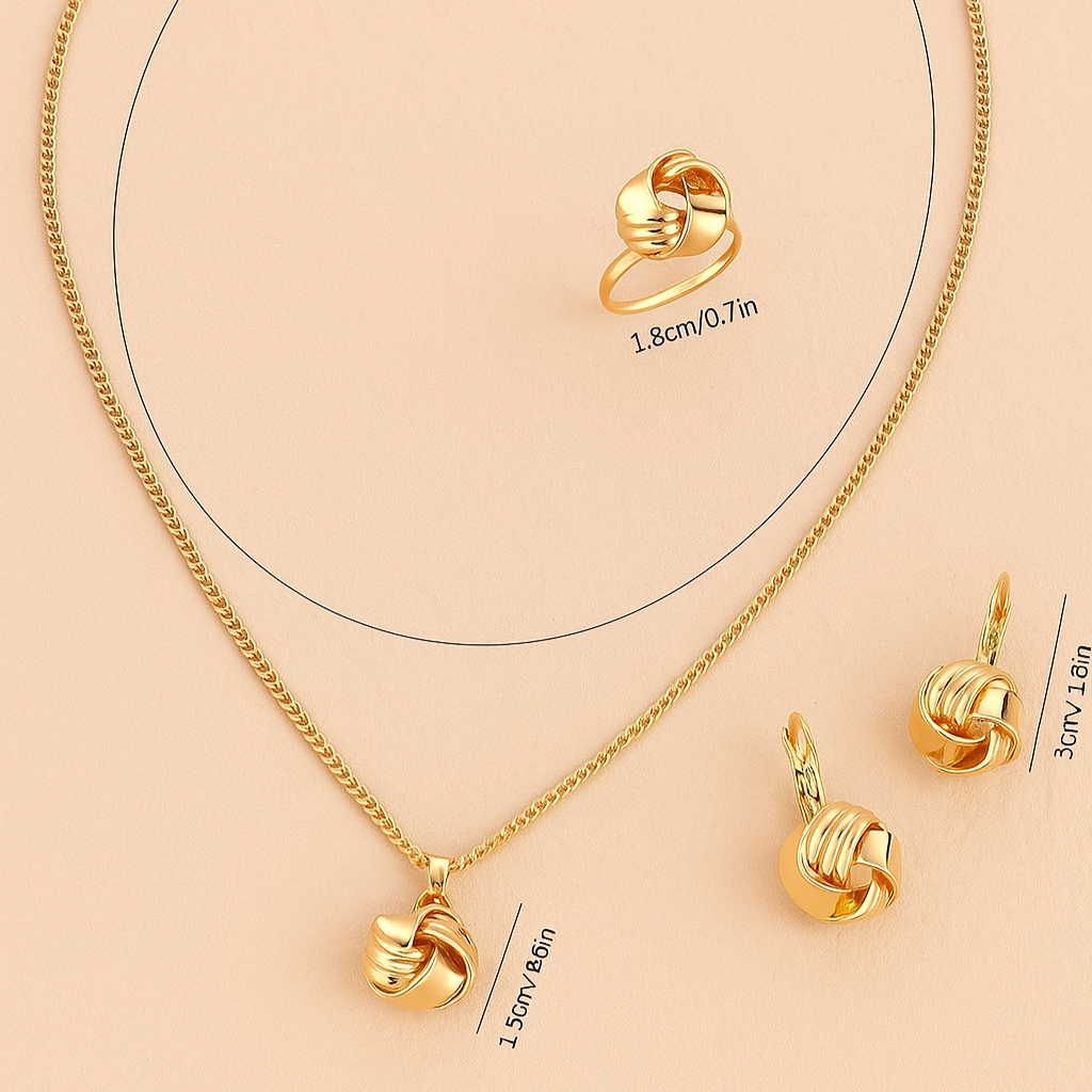 3-Piece Retro Rose Jewelry Set