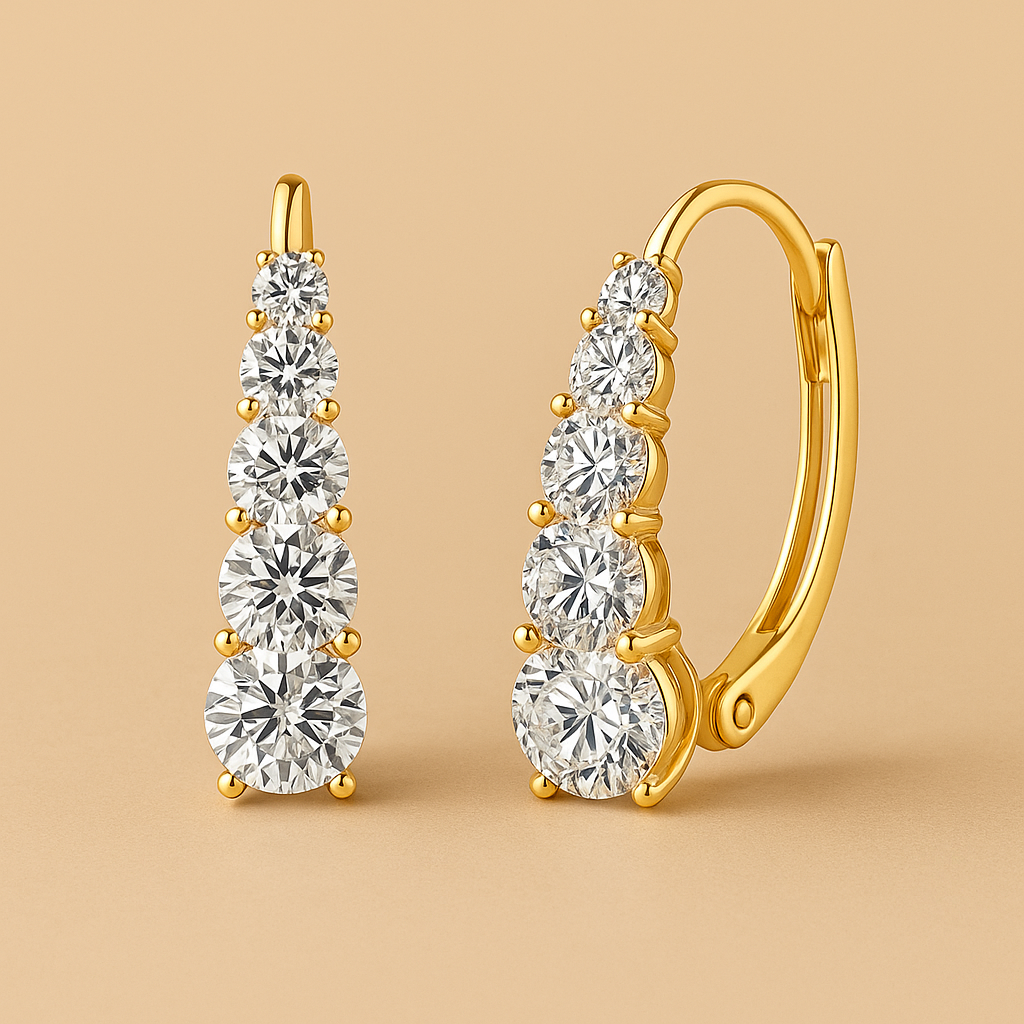 Carol – Classic Four-Stone Stud Earrings in 16k Gold