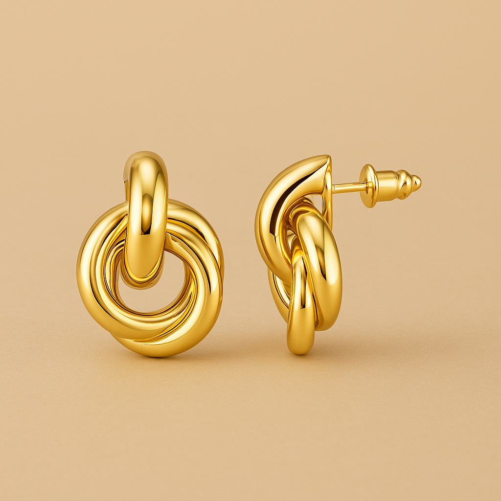 Interlocking Harmony Hoops in 14k Gold