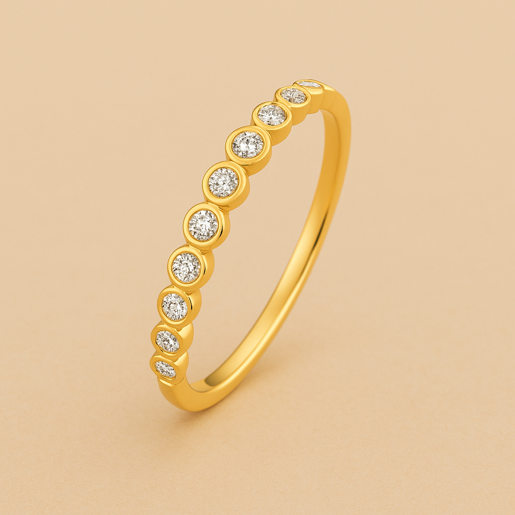 Diamond-Set Bubble Band | 14k Gold Sparkle