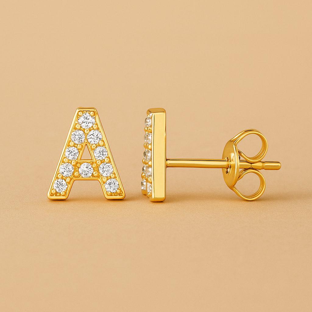 Golden Initial – Stud Earring in 16k
