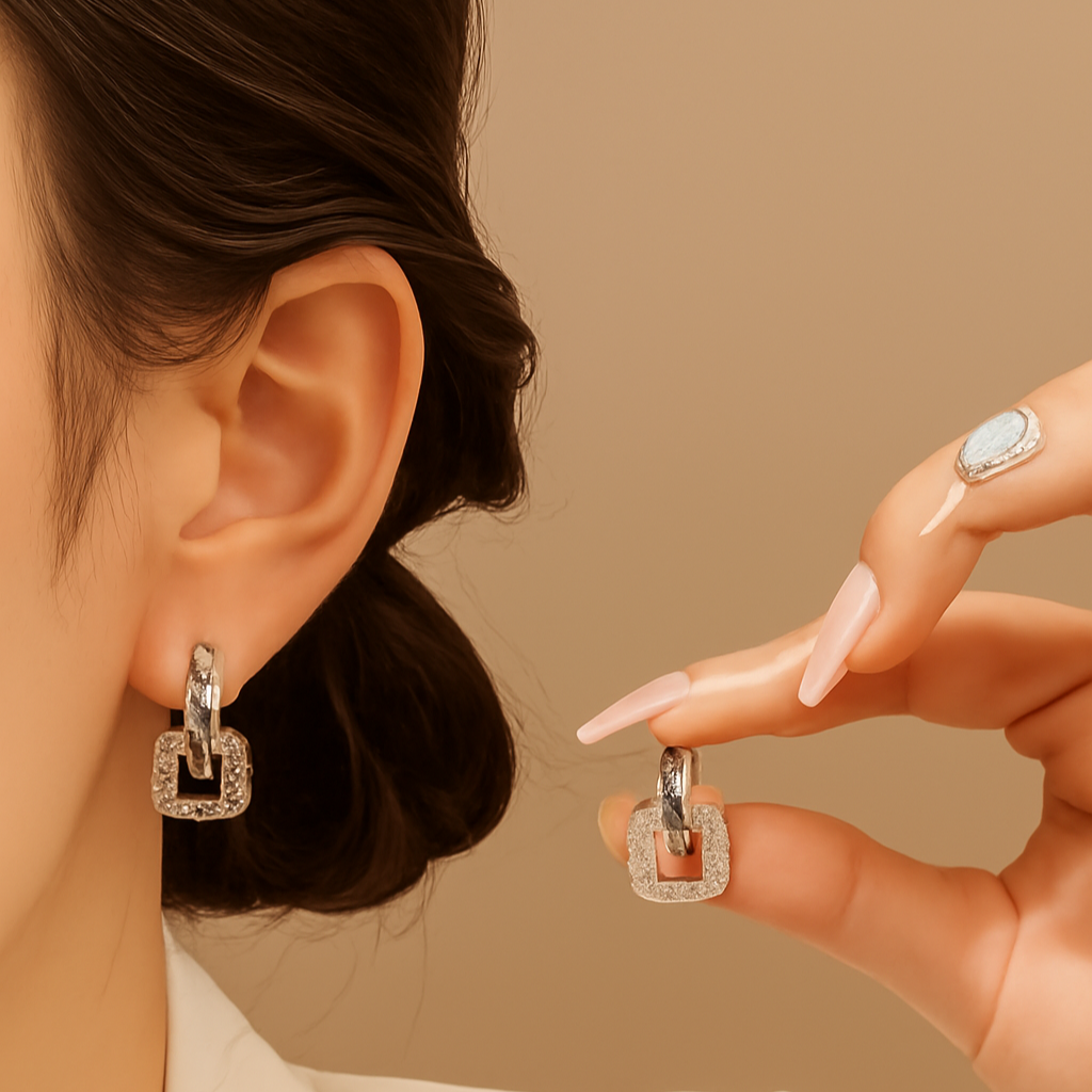 Square Rhinestone Stud Earrings – Timeless Vintage Elegance