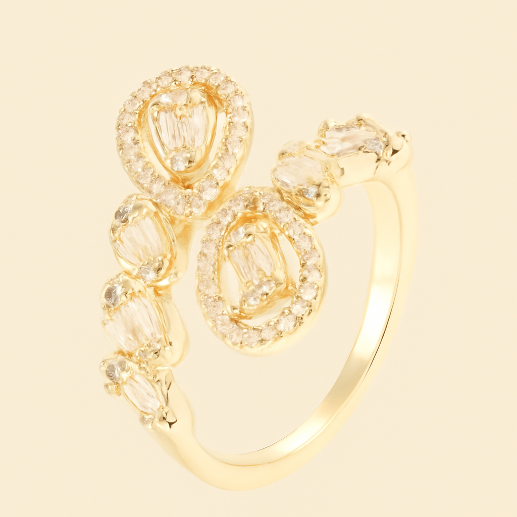 Ring of drop copper with synthetic zirconia