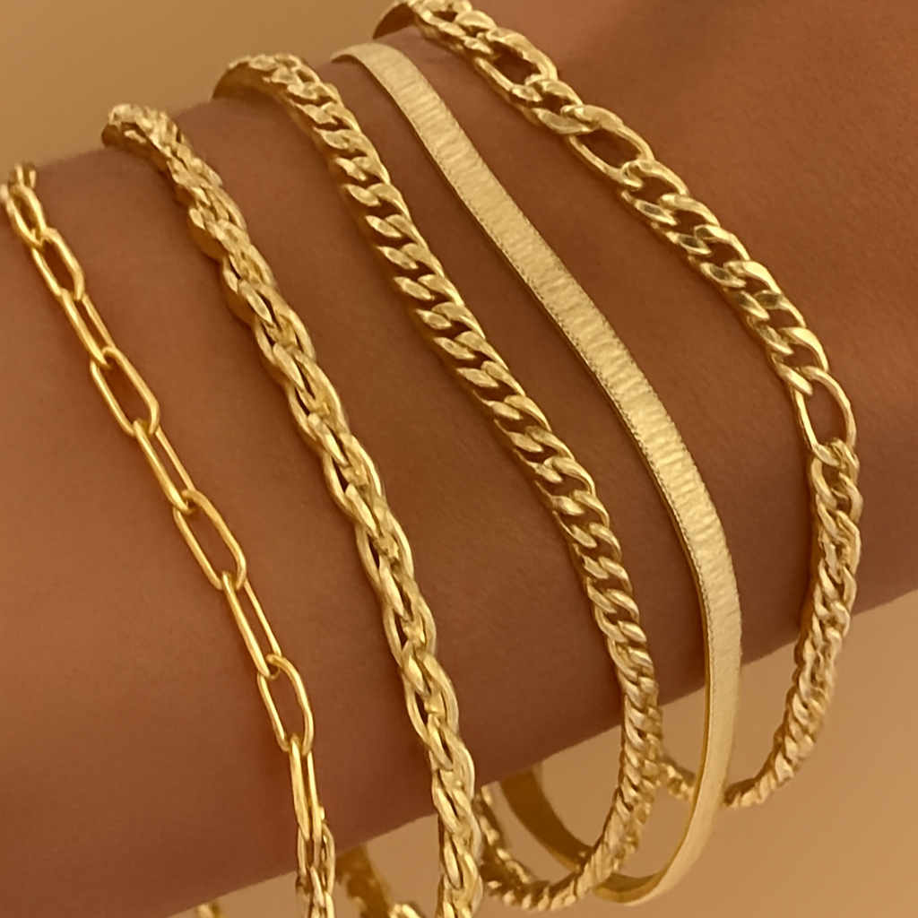 18K Gold Plated Bracelet Set - 5 Pieces