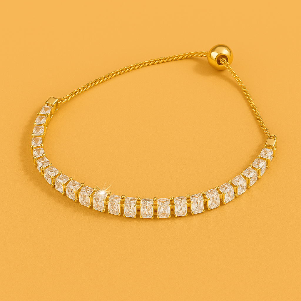 Luxury gold bracelet - polished copper with zirconia details