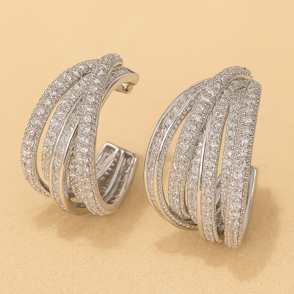 Braided C-Hoop Earrings – Crafted for Synthetic Zirconia Luxury