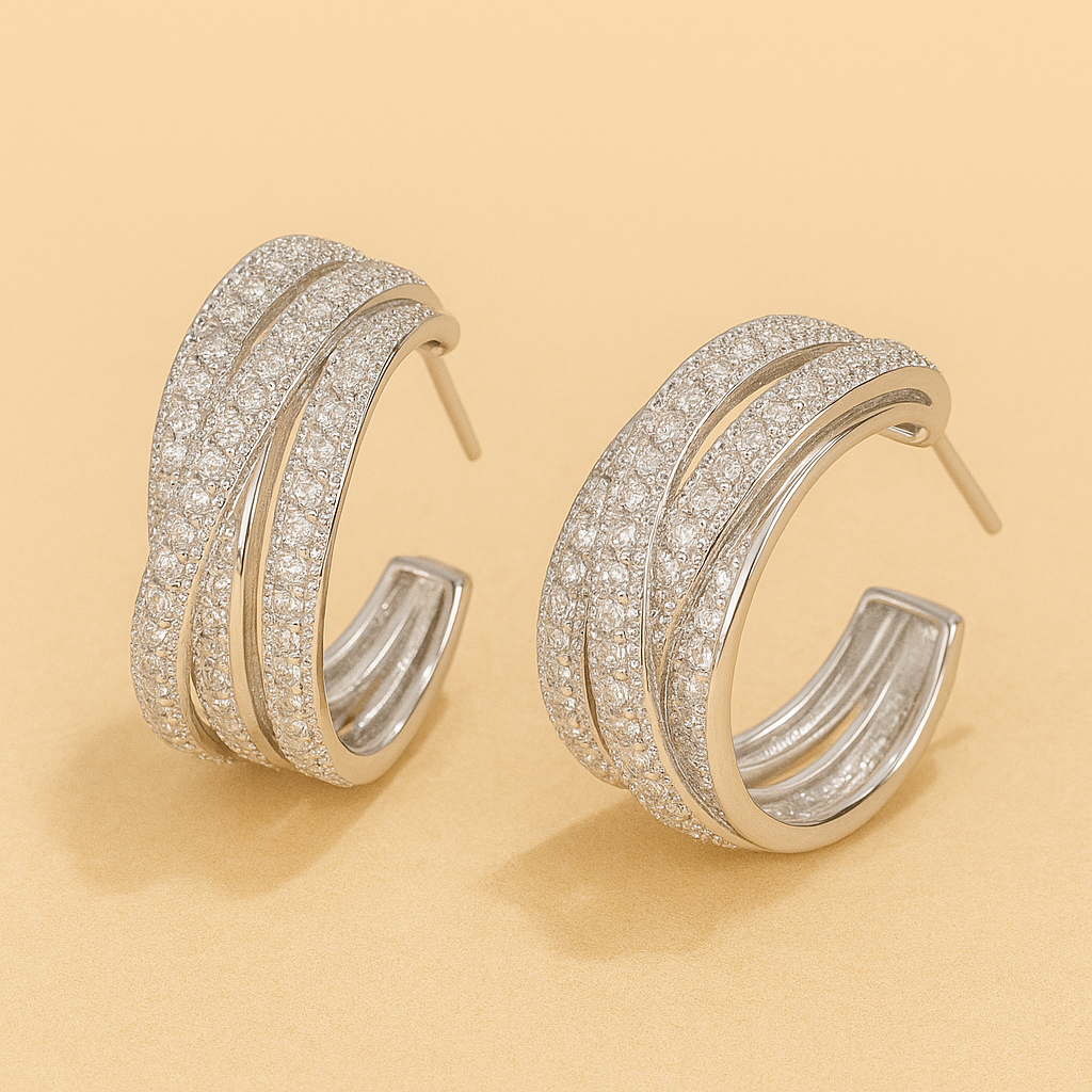 Braided C-Hoop Earrings – Crafted for Synthetic Zirconia Luxury