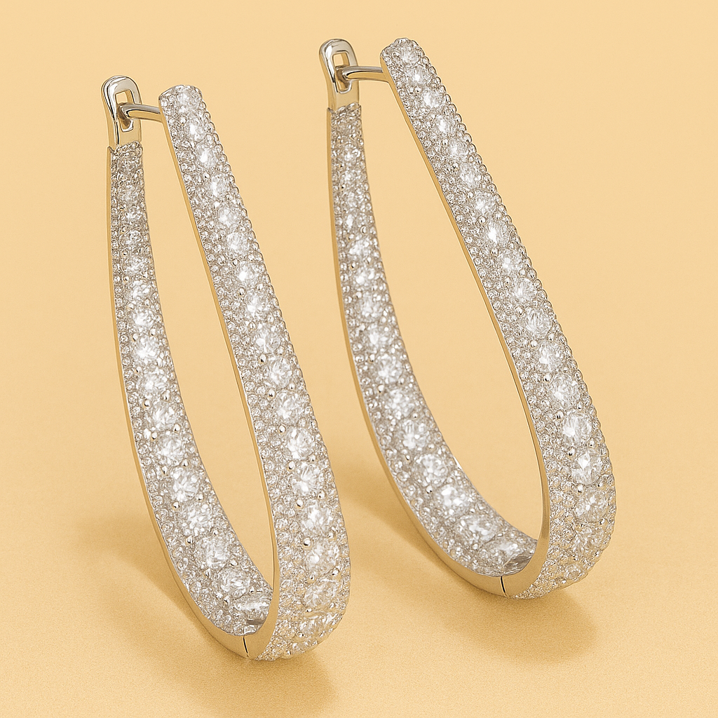 Dazzling Creole Earrings – Crystal-Inspired with Synthetic Zirconia Sparkle