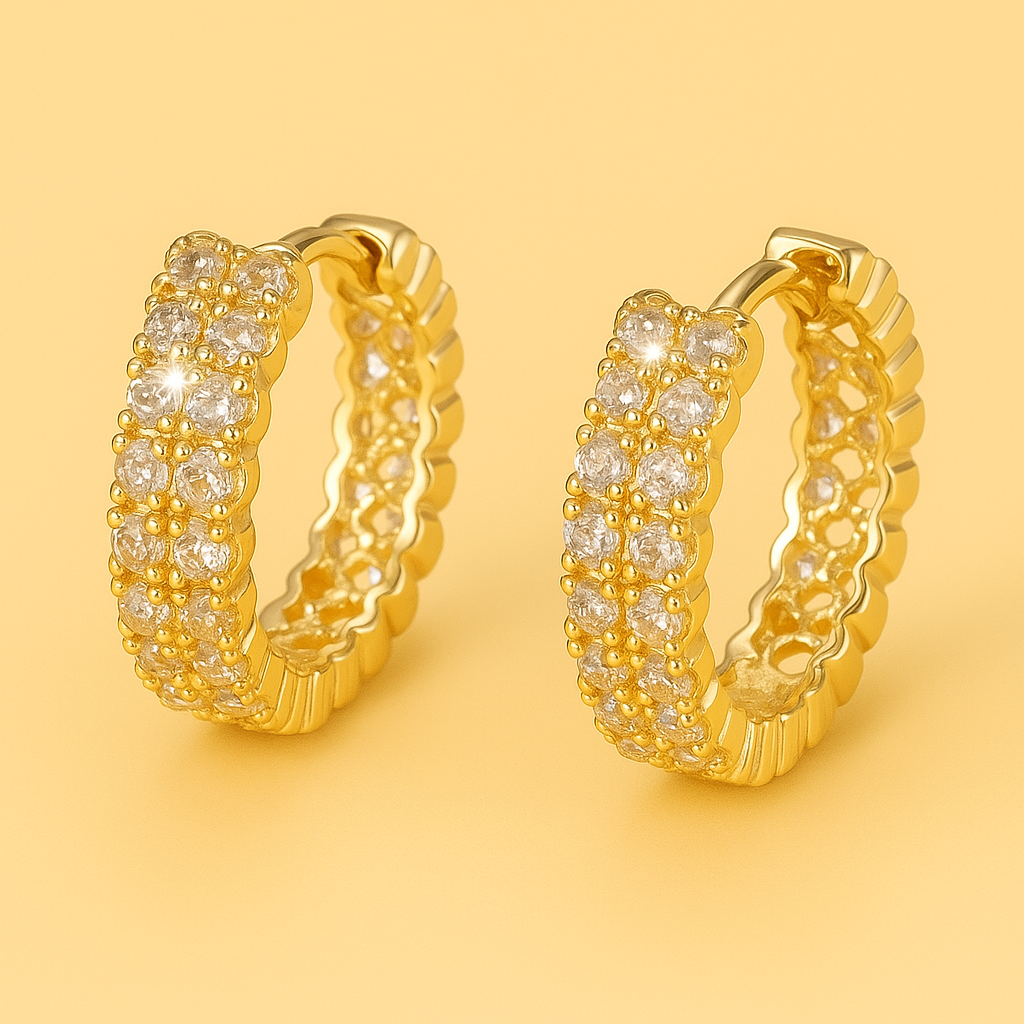 Chic Earrings with Double Row Crystal Inlay