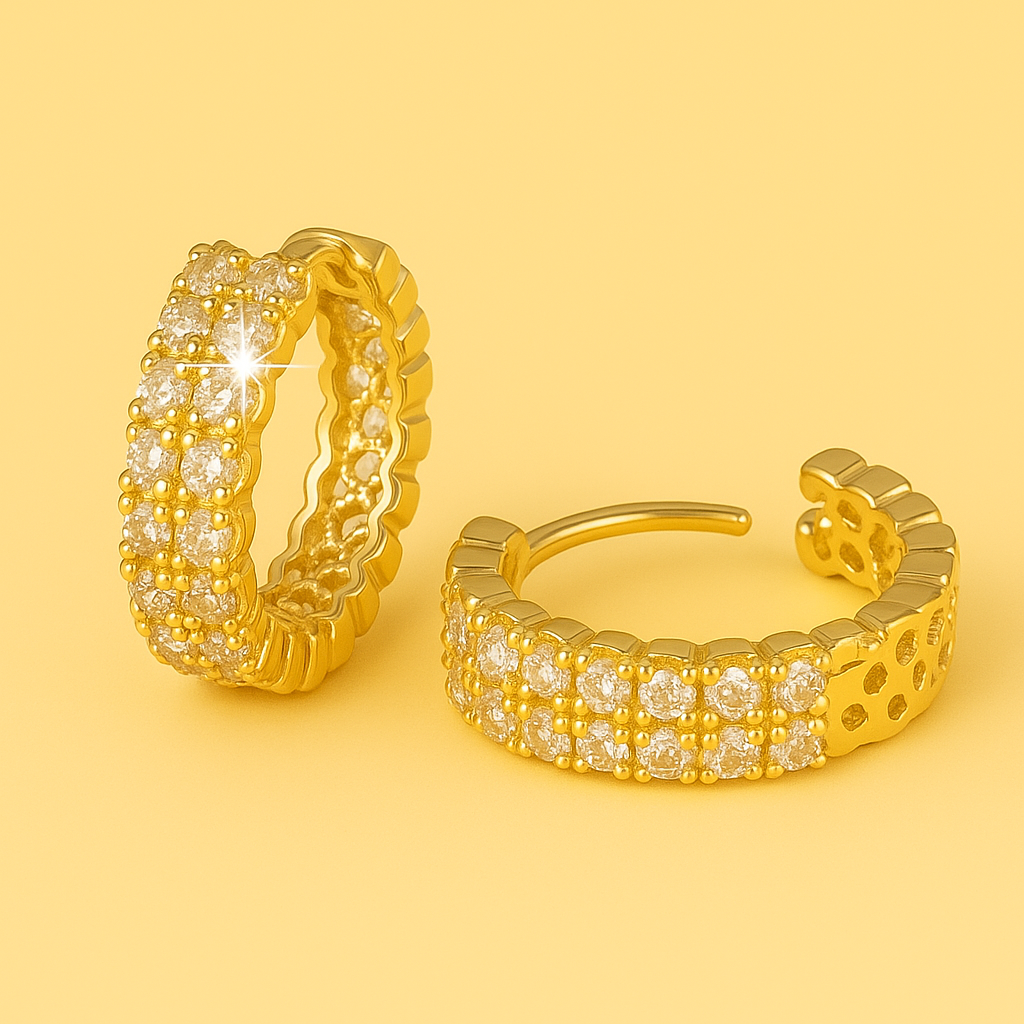 Chic Earrings with Double Row Crystal Inlay