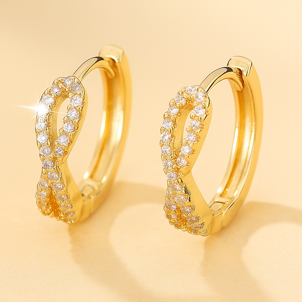 Elegant loop earrings with sparkling zirconia