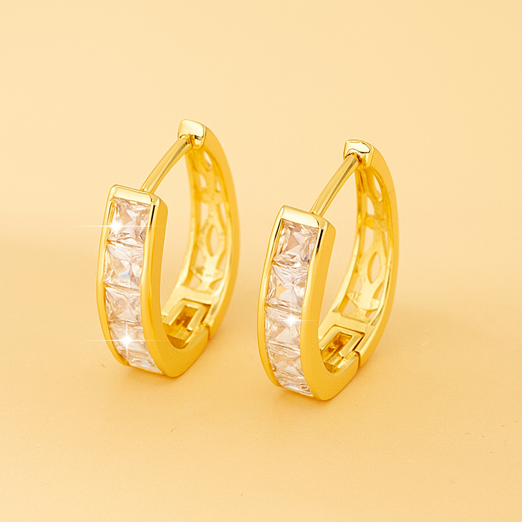 Elegant loop earrings with sparkling zirconia