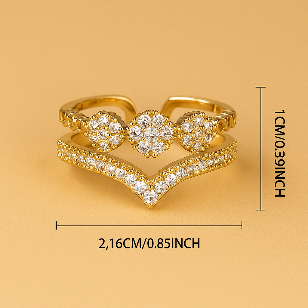 Luxurious boho V-cut gold ring - adjustable