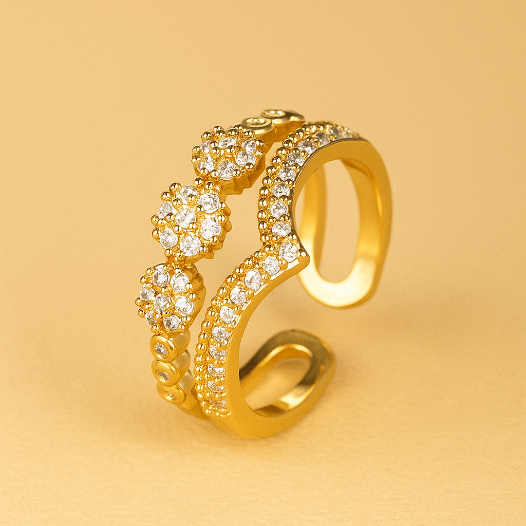 Luxurious boho V-cut gold ring - adjustable