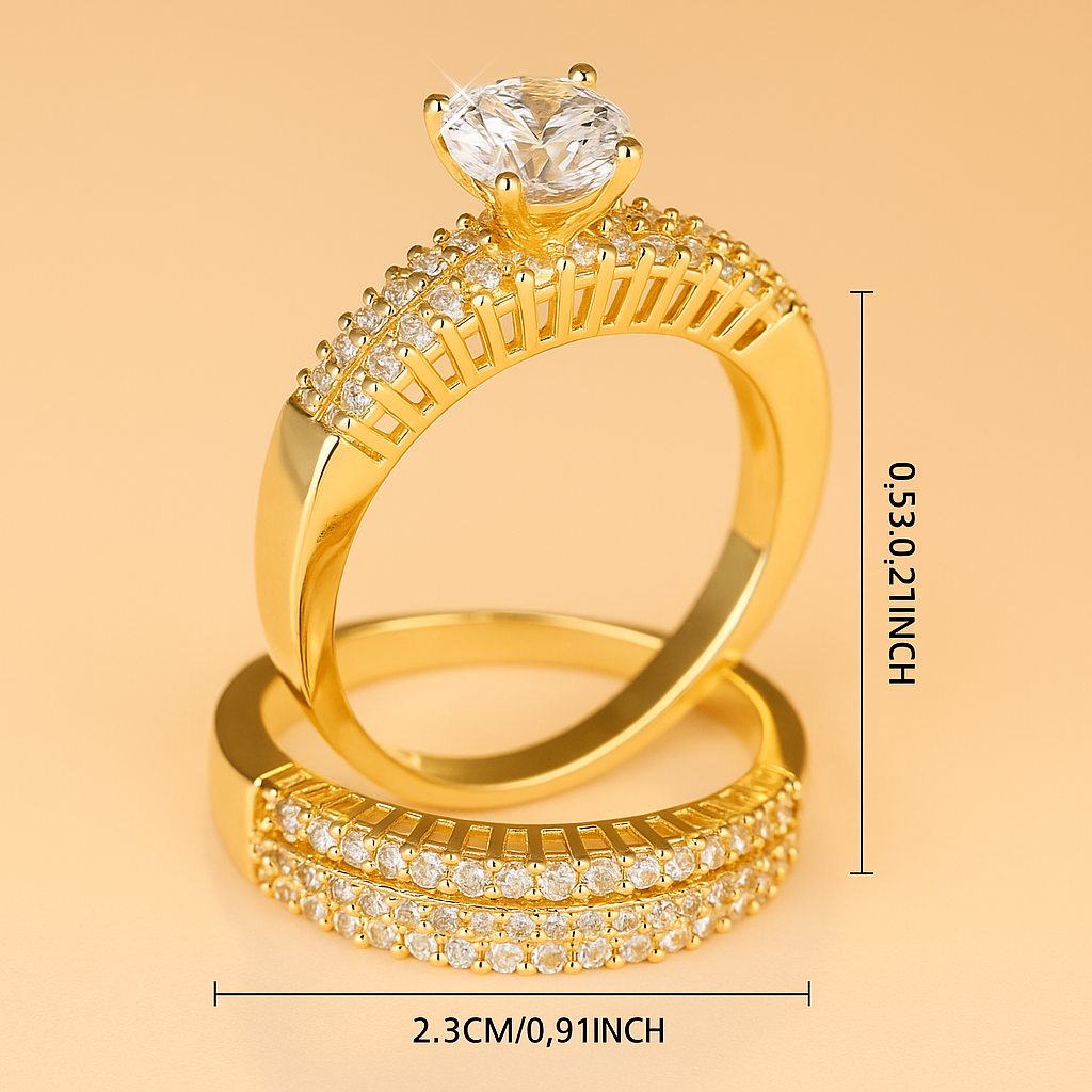 Luxurious round-cut zirconia wedding ring for women