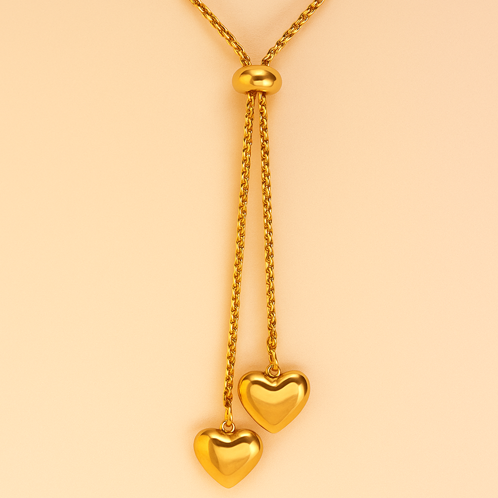 Adjustable 18K Gold-plated Heart Shaped Pendant Necklace for Women