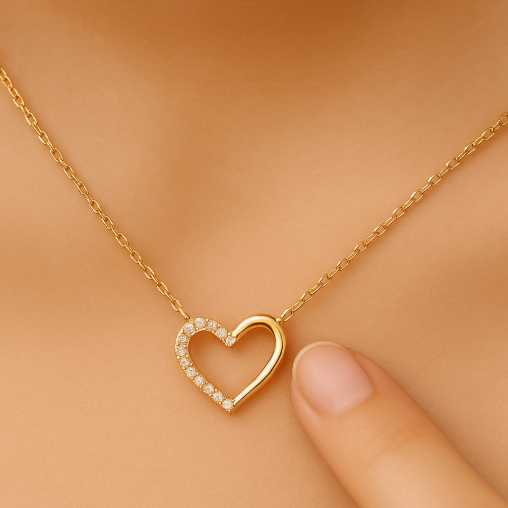 Elegant Heart Pendant Necklace with Synthetic Zirconia