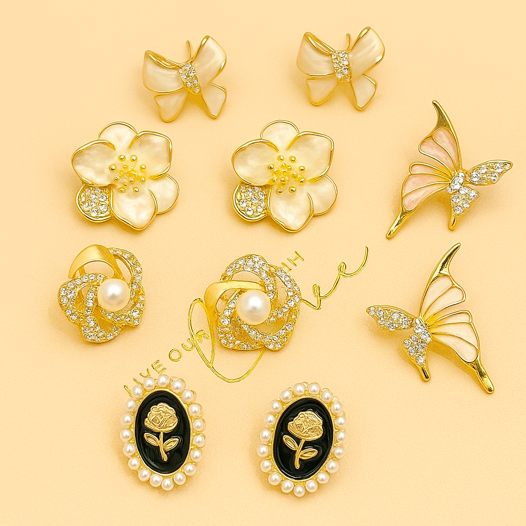 Lera - Elegant earrings in a set of 5 with a timeless design