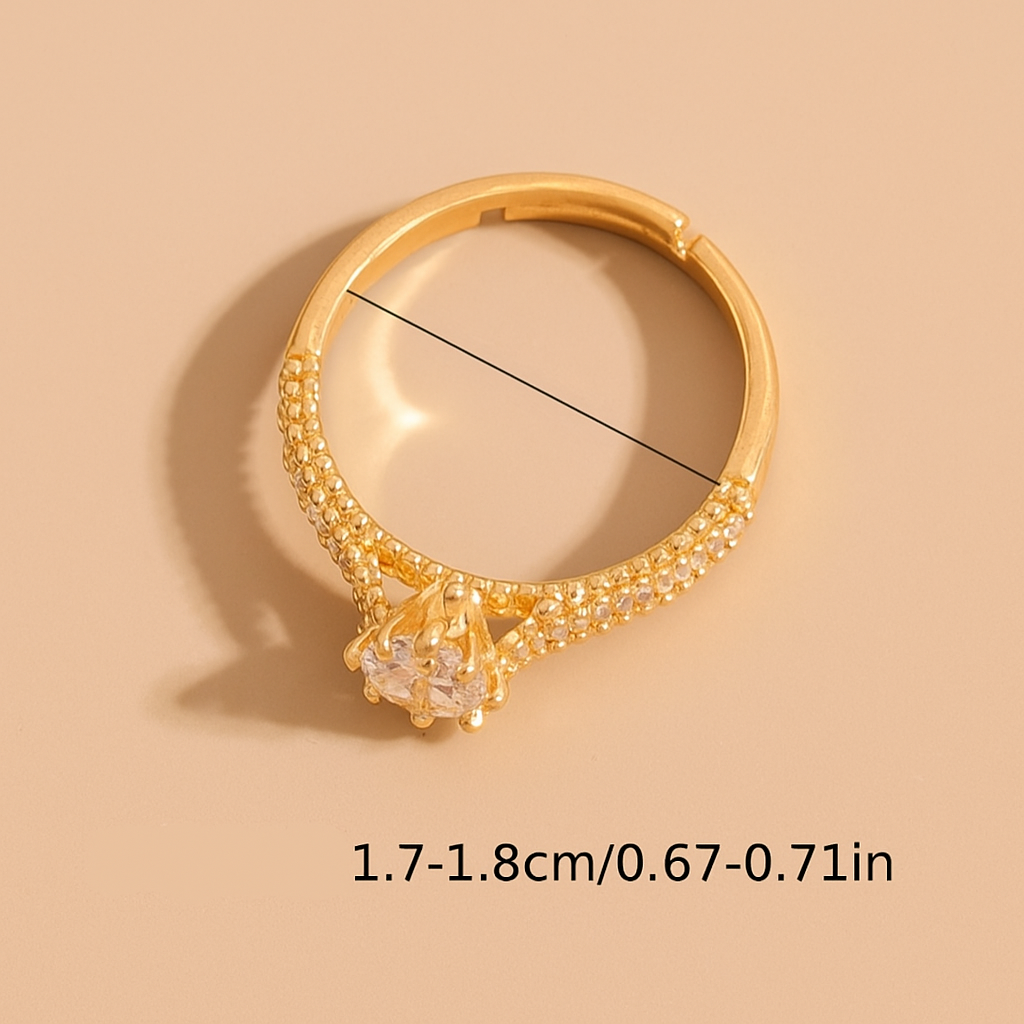 Elegant Copper Ring - Retro Design with Sparkling Zirconia