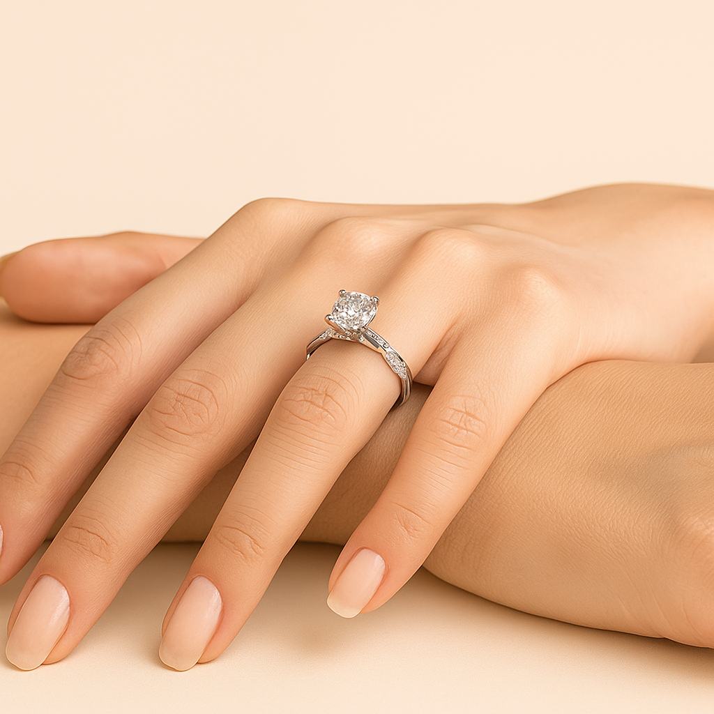 Elegant Princess Cut Ring - Sparkling Twisted Design for Her
