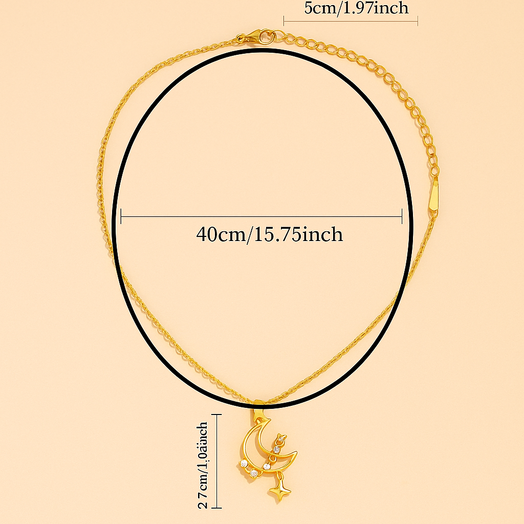 Moon Pendant Necklace with Zirconia – Romantic Jewelry for Women
