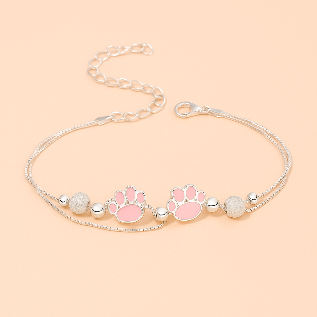 Double-Layer Star Bracelet with Cat Paw & Beaded Design