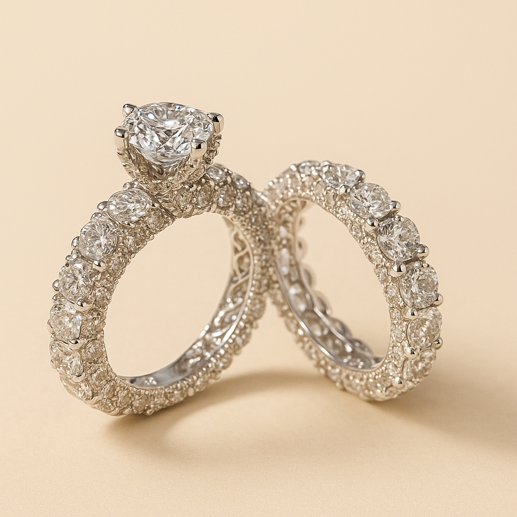 Lovely Rhinestone Engagement Ring Set