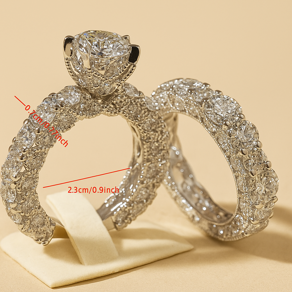 Lovely Rhinestone Engagement Ring Set