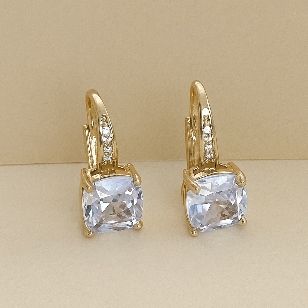 Elegant Drop & Dangle Earrings – Copper with Synthetic Cubic Zirconia