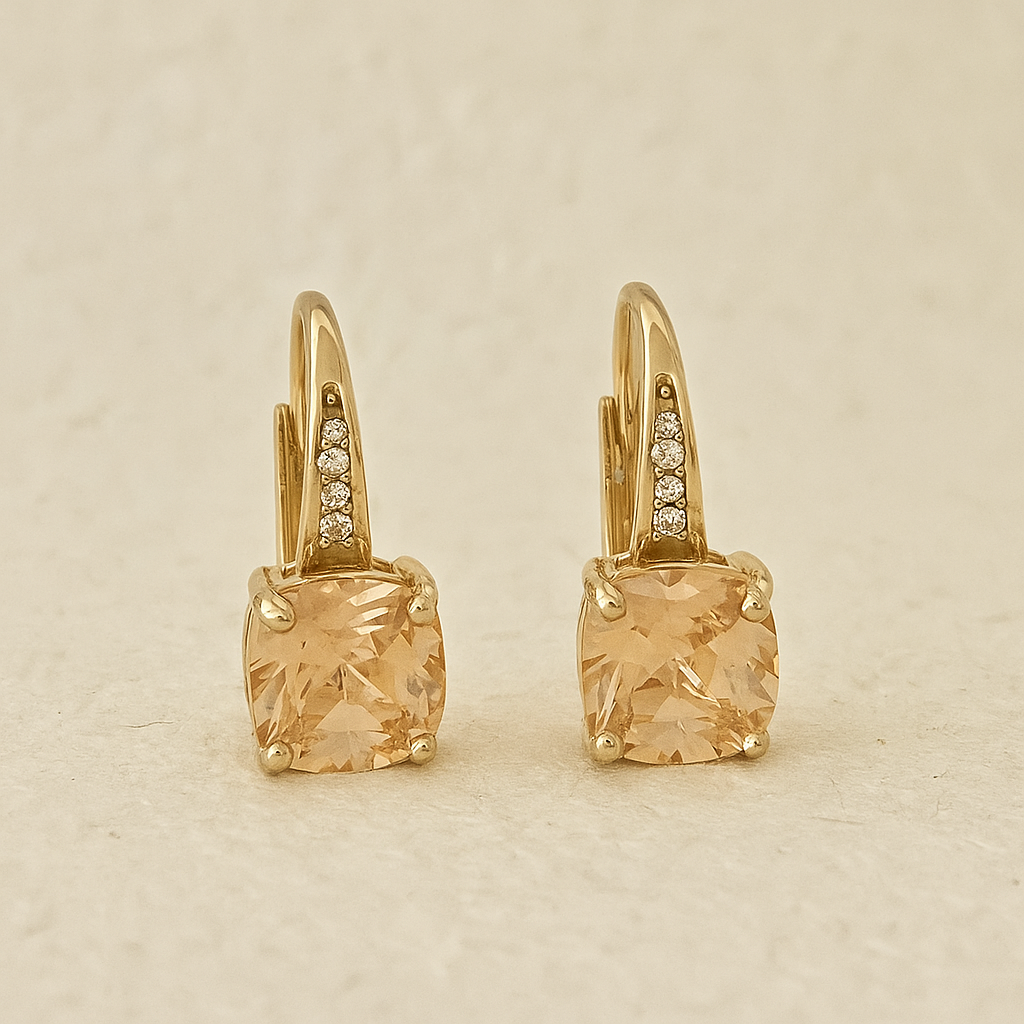 Elegant Drop & Dangle Earrings – Copper with Synthetic Cubic Zirconia