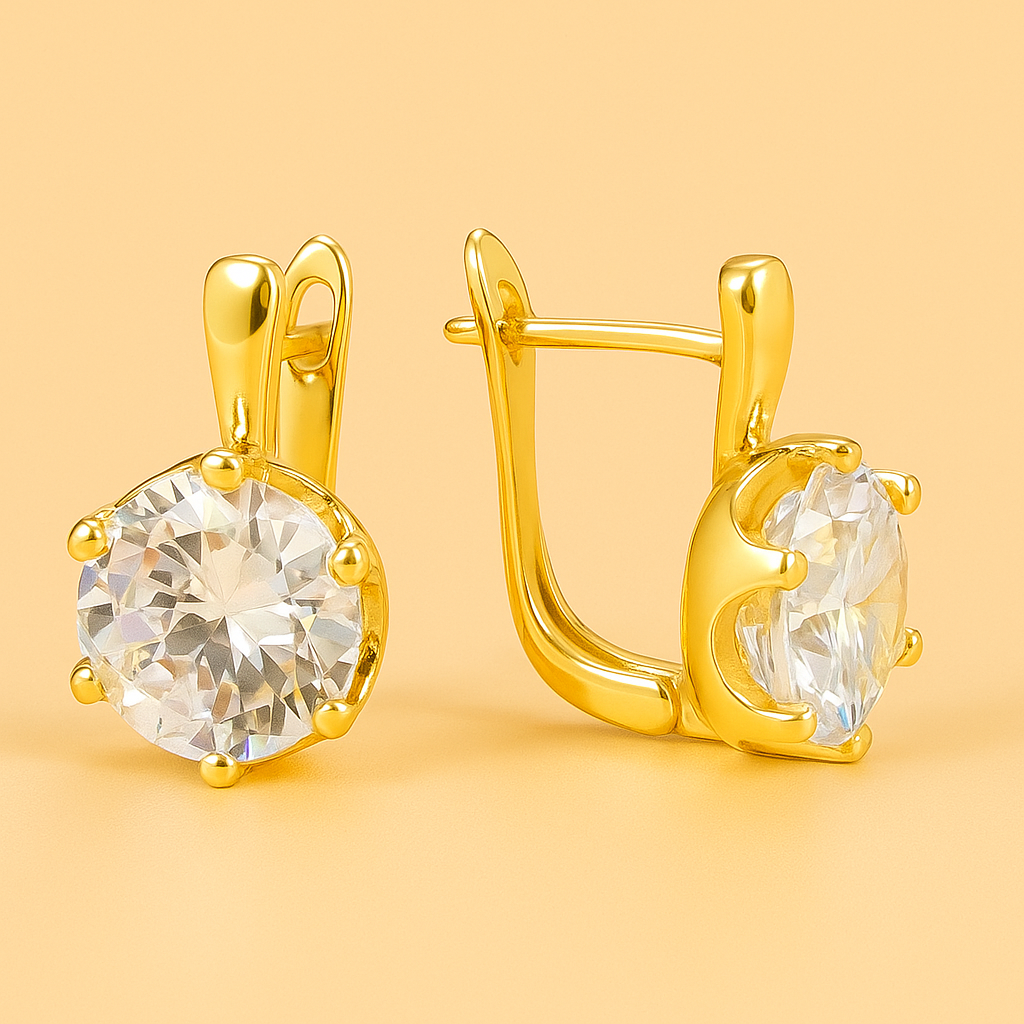 Luxury Gold Drop Earrings with Big Zirconia