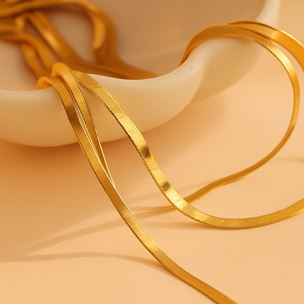 Gold Plated Snake Bone Chain Necklace for Timeless Minimalist Elegance