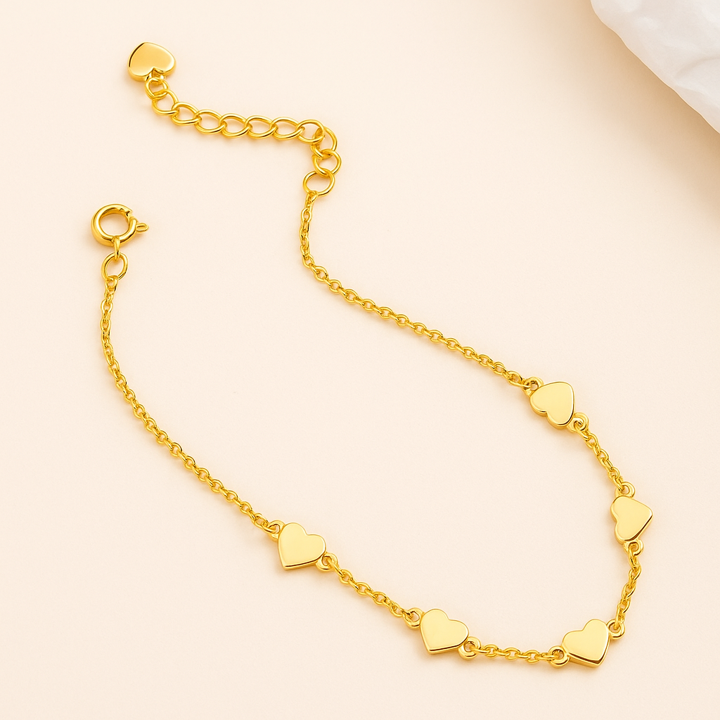 Minimalist Heart Charm Plated Bracelet