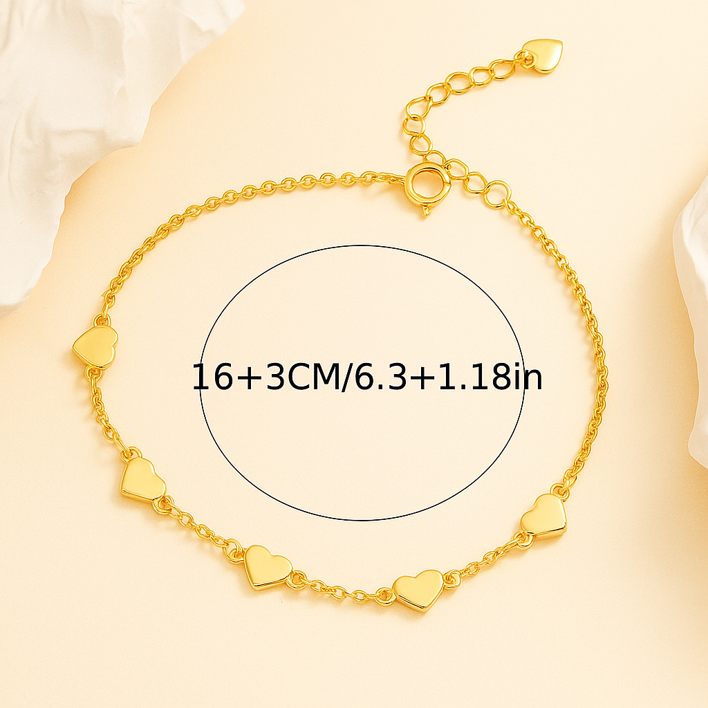 Minimalist Heart Charm Plated Bracelet