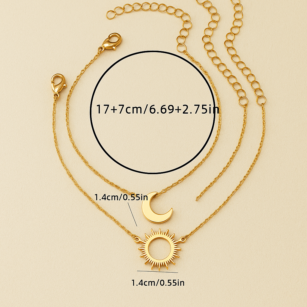 Elegant 2-Piece Sun & Moon Bracelet Set