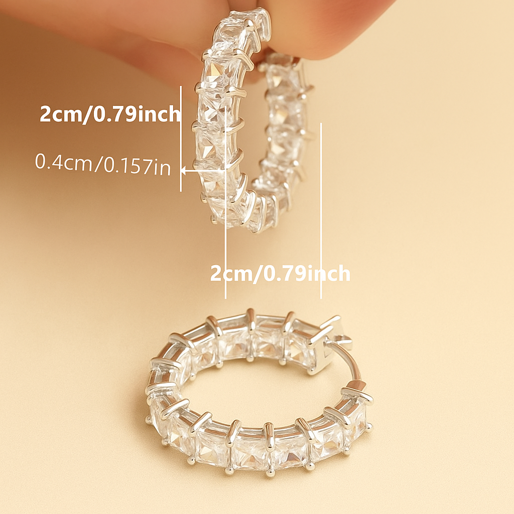 Luxurious Square Zirconia Hoop Earrings for Women