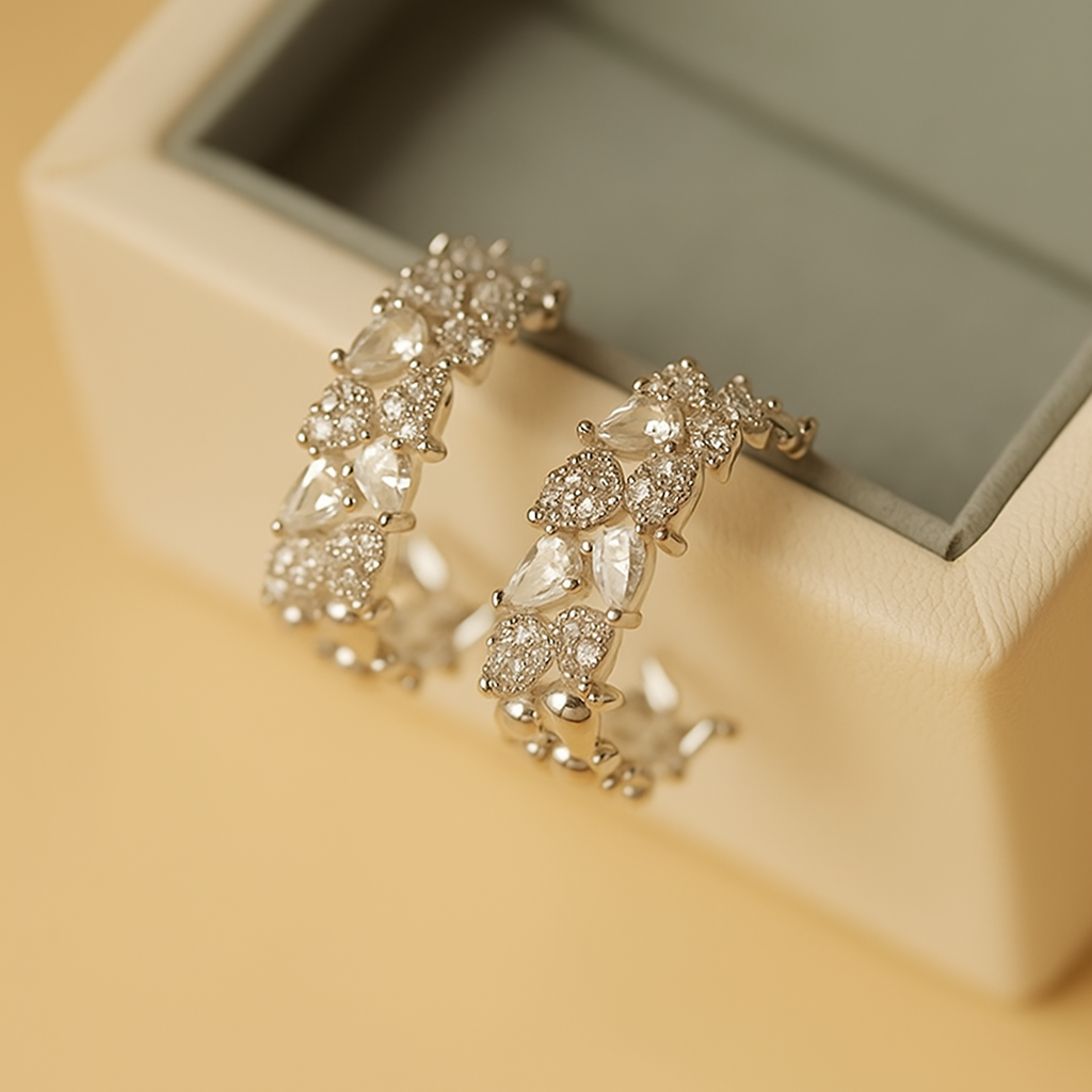 Luxury Elegant Sparkling Zirconia Circular Earrings for Women