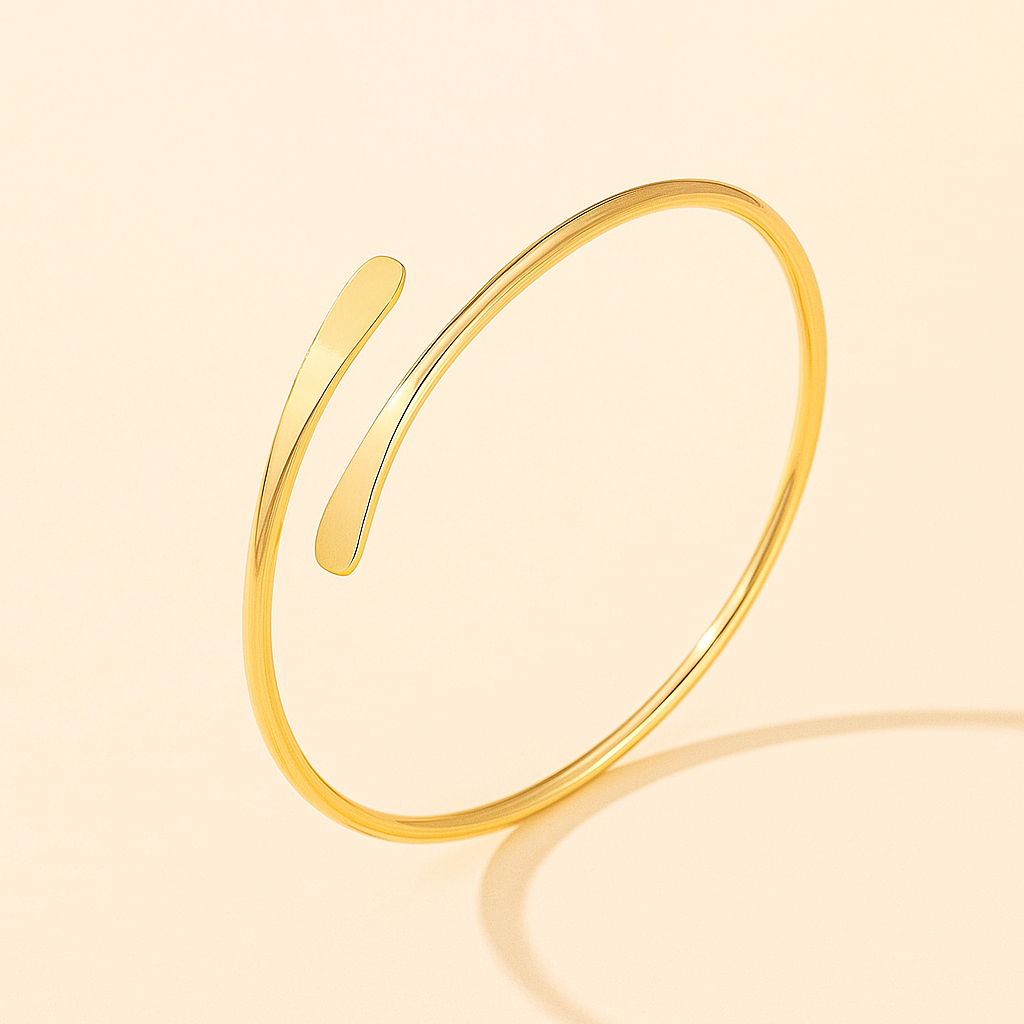 Silken Arc Minimal Gold Bangle for Casual Chic