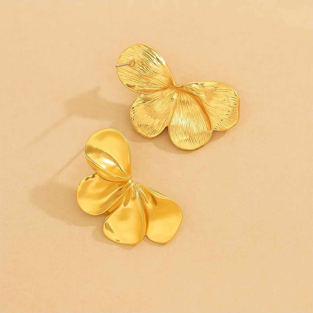 Golden Bloom Elegant Floral Geometry Earrings for Her