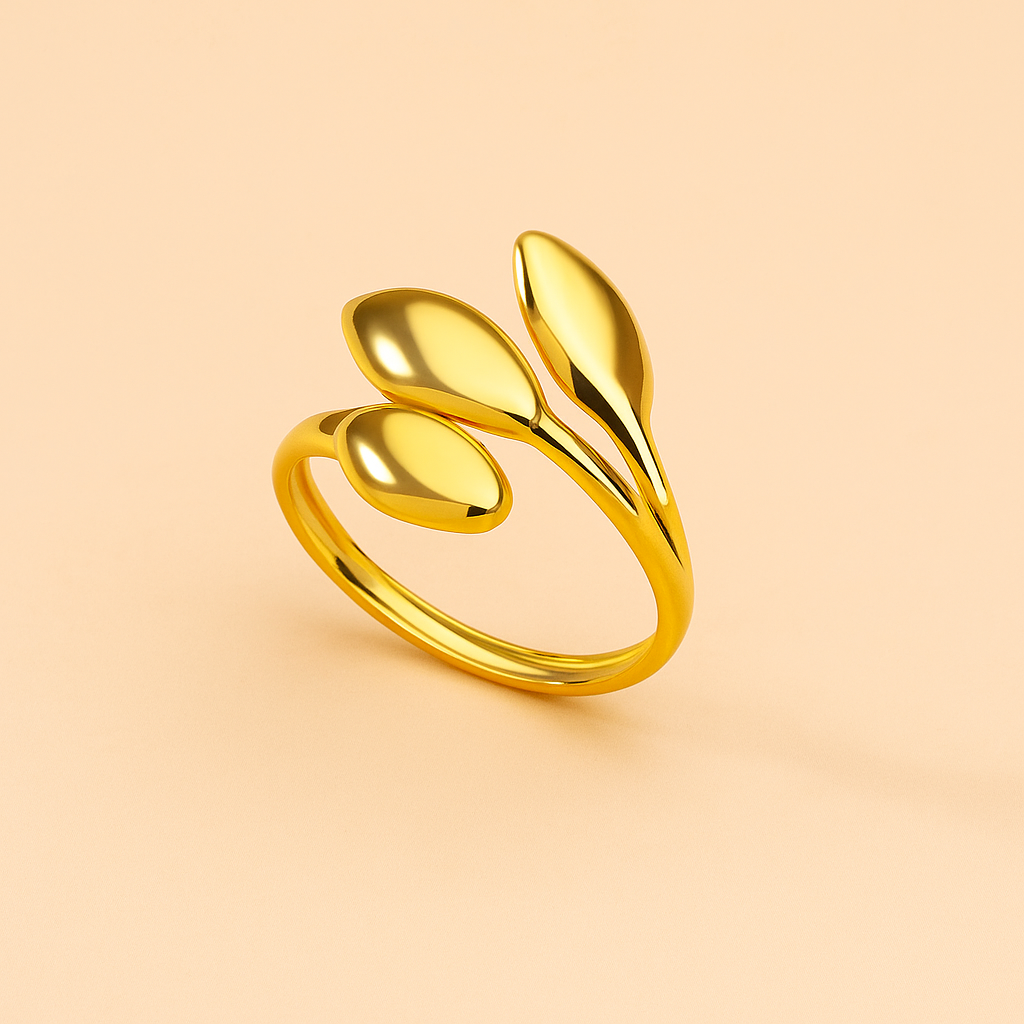 Whispering Willow Elegant Leaf Design Statement Ring