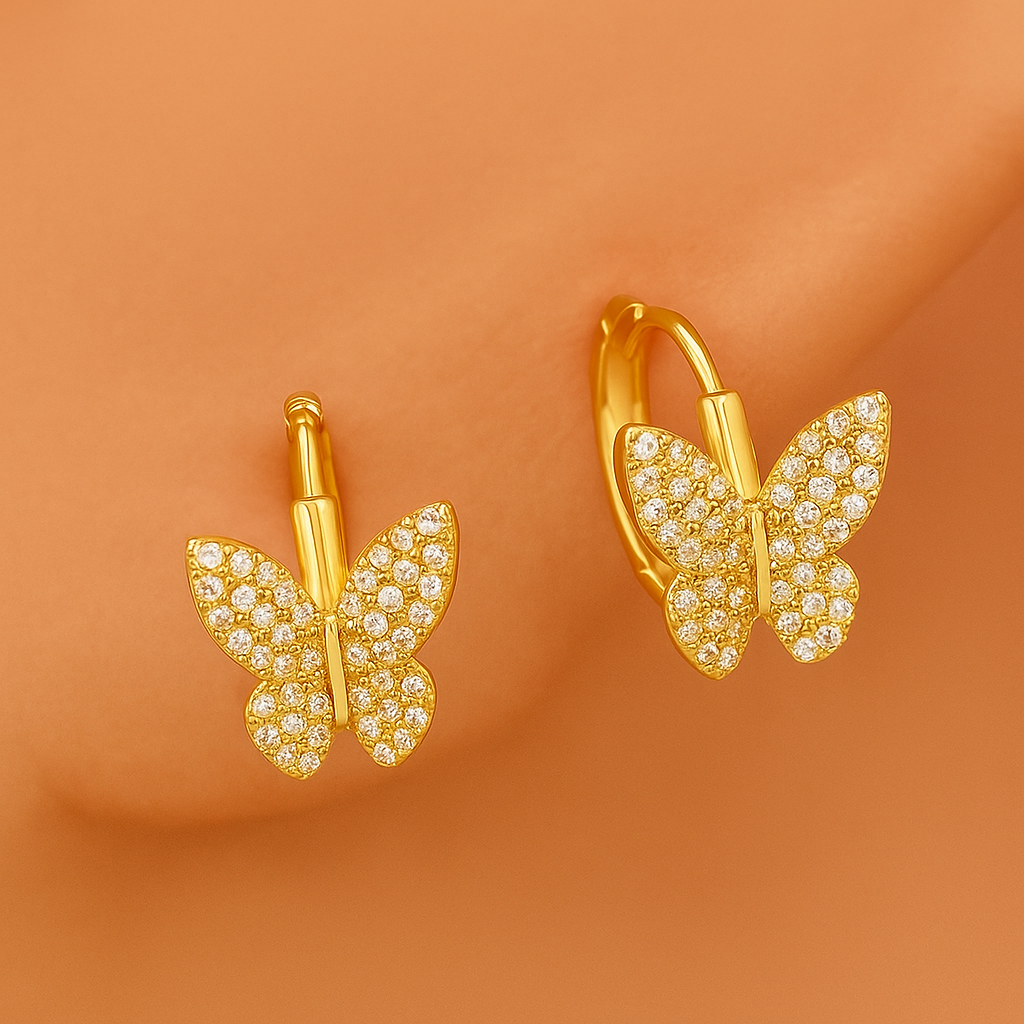 Wings of Elegance Cubic Zirconia Butterfly Hoops for Everyday Glamour