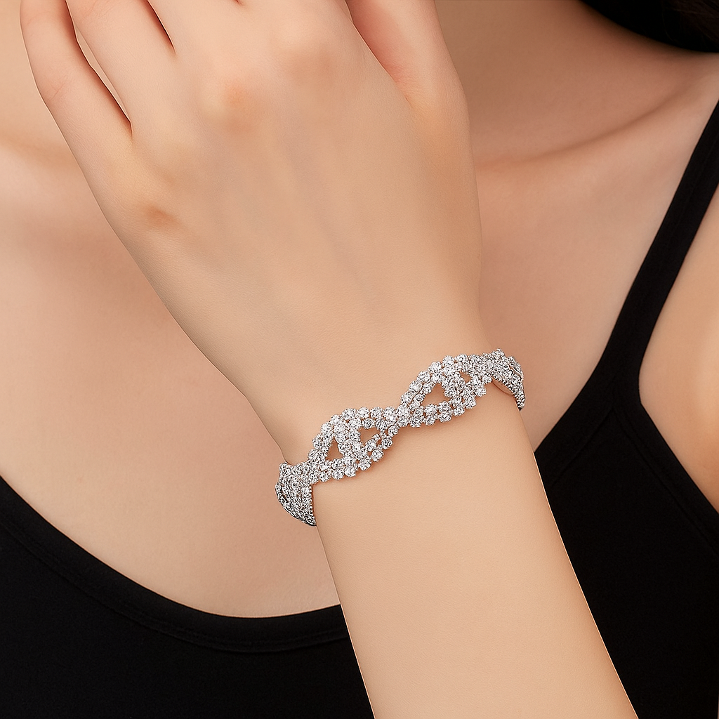 Sparkling Rhinestone Twisted Bracelet – For Women