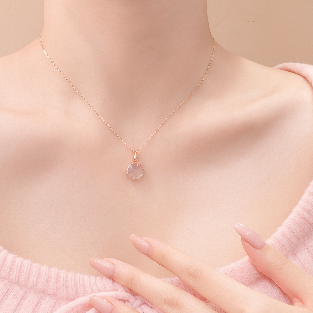 Cherry Blossom Pink Crystal Necklace – Clavicle Chain for Women